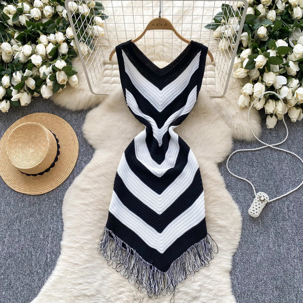 Knitted Mini Dress With Irregular Hem