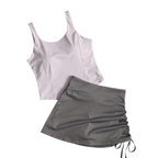 Activewear Set For Women With Chest Pad Vest And Skirt