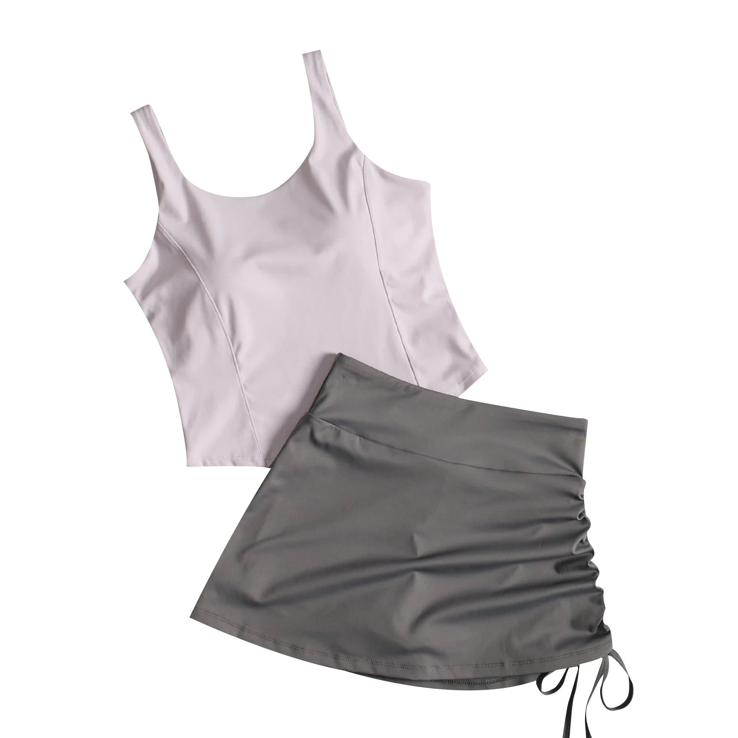 Activewear Set For Women With Chest Pad Vest And Skirt
