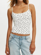 Retro Polka Dot Tankini Set Minimalist Vintage Top Bikini Bottom