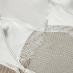 Sexy White Spaghetti Strap Short Lace Pullover Ruched Backless Nightgown