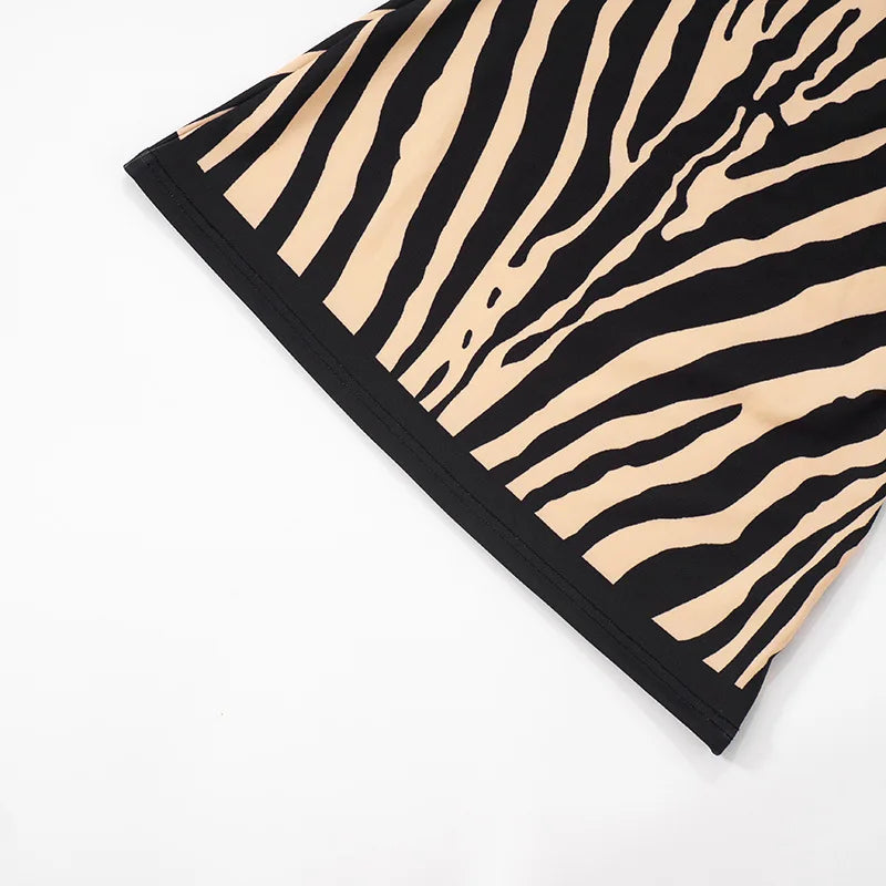 Backless Zebra Striped Strapless A Line Bodycon Mini Dress