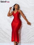 Coquette Backless V-Neck Evening Maxi Dress With Mermaid Silhouette