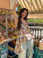 Sweet Backless Print Tank Top With Summer Vibe