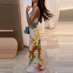 Sexy Halter Cutout Dress With Pleated Hollow Out Details