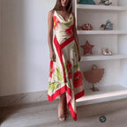 Romantic Floral Spaghetti Strap Backless Maxi Dress