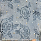 Beaded Embroidered Denim Wide Leg Jeans For Women With Vintage Style And Elegant Flair