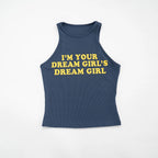 Letter Print Tank Top For Women O Neck Slim Fit Sporty Leisure Wear