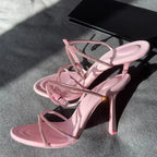 Open Toe Luxury Heels With Buckle Straps