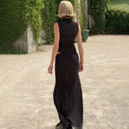 Vintage Polka Dot Dress Set With See Through Top And Long Skirt For Summer Parties