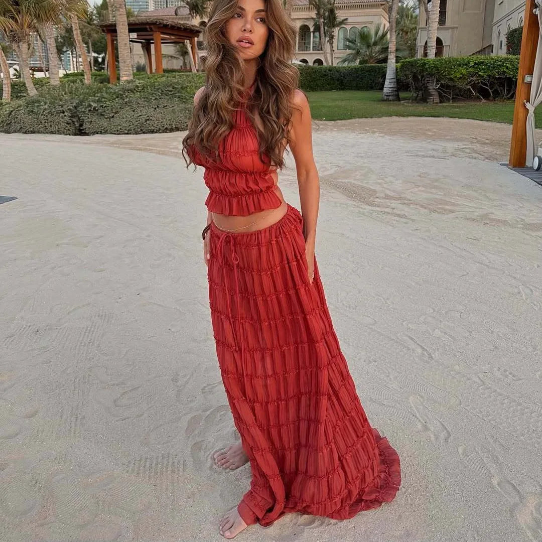 Elegant Backless Sleeveless Set with Adjustable Strap