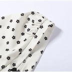 Polka Dot Two-piece Set Square Neck Puff Sleeve Cropped Top With Lace Trim Maxi Skirt