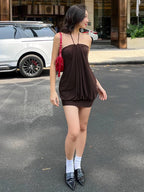 Sexy Halter Backless Mini Dress Ruched
