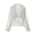 Striped Shirt With Flattering Fit Waist V Neck