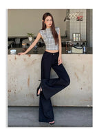 Antiwrinkle Flare Pants With Slimming Comfort Low Waisted