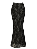 Lace One Piece Swimsuit With Skirt Cut Out Halter Neck High Leg Beach Bodysuit Monokini