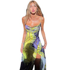 Floral Backless Strapless Maxi Dress With High Front Slit
