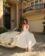 Backless Halter Midi Dress For Women Elegant A Line