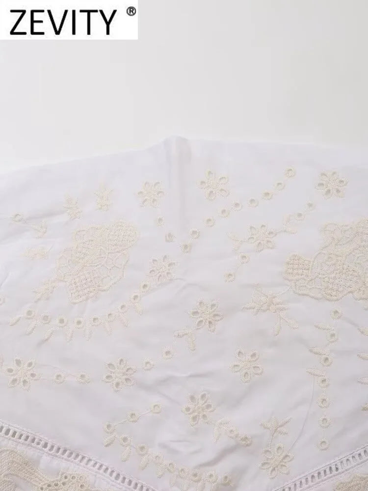 Backless Strapless Embroidered Crop Top With Hollow Details
