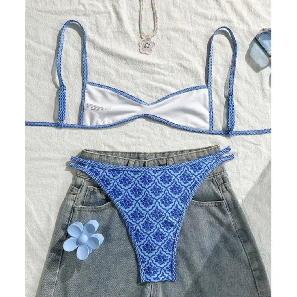 Floral Print High Leg Bikini Set Two Piece Swimwear For Women Vibrant Summer Bathing Suit