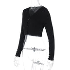 Female Cardigan Fashion Solid Long Sleeve Sexy Ribbed Casual Top