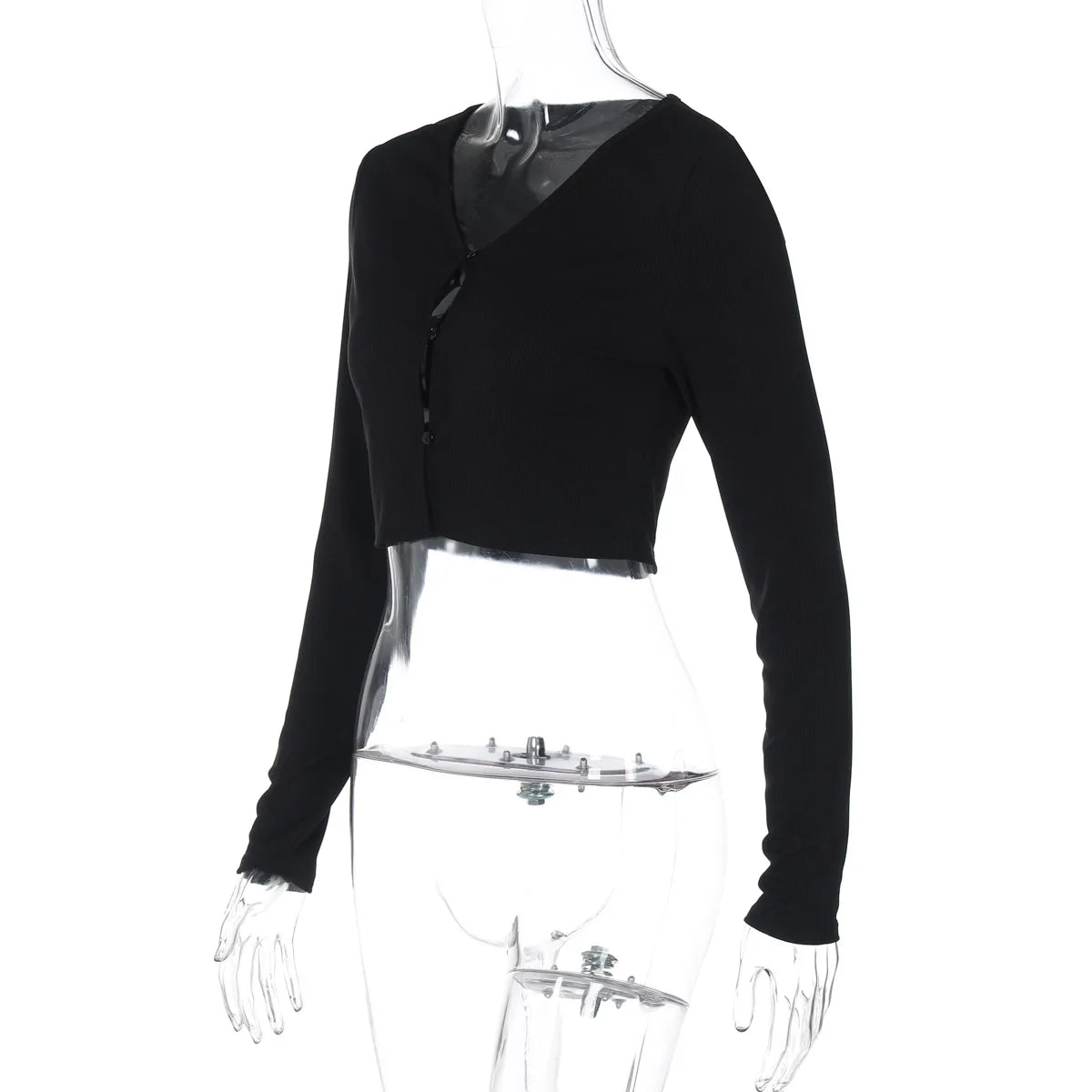 Female Cardigan Fashion Solid Long Sleeve Sexy Ribbed Casual Top