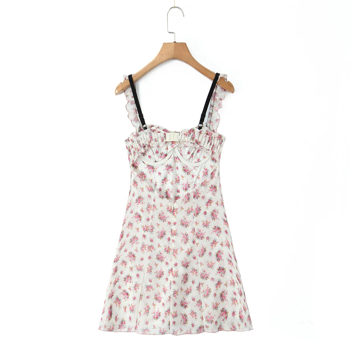 Floral Print Women Sexy Hollow Out Backless A-line Sling Mini Dress