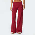 Casual Wide Leg Sweatpants Fold Over Waist Low Rise Flare Yoga Lounge