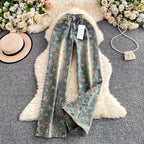 Floral Dream Denim Pants With Wide Leg Silhouette And High Waist