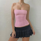 Off Shoulder Corset Top With Strapless Bustier Silhouette