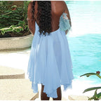 Halter Ruffles Dress Strapless Sleeveless Backless