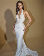 Elegant Halter Mermaid Evening Dress With Built In Bra For Prom And Special Occasions