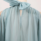 Off Shoulder Chiffon Blouse With Lightweight Fit Asymmetrical Hem And Bow Detail