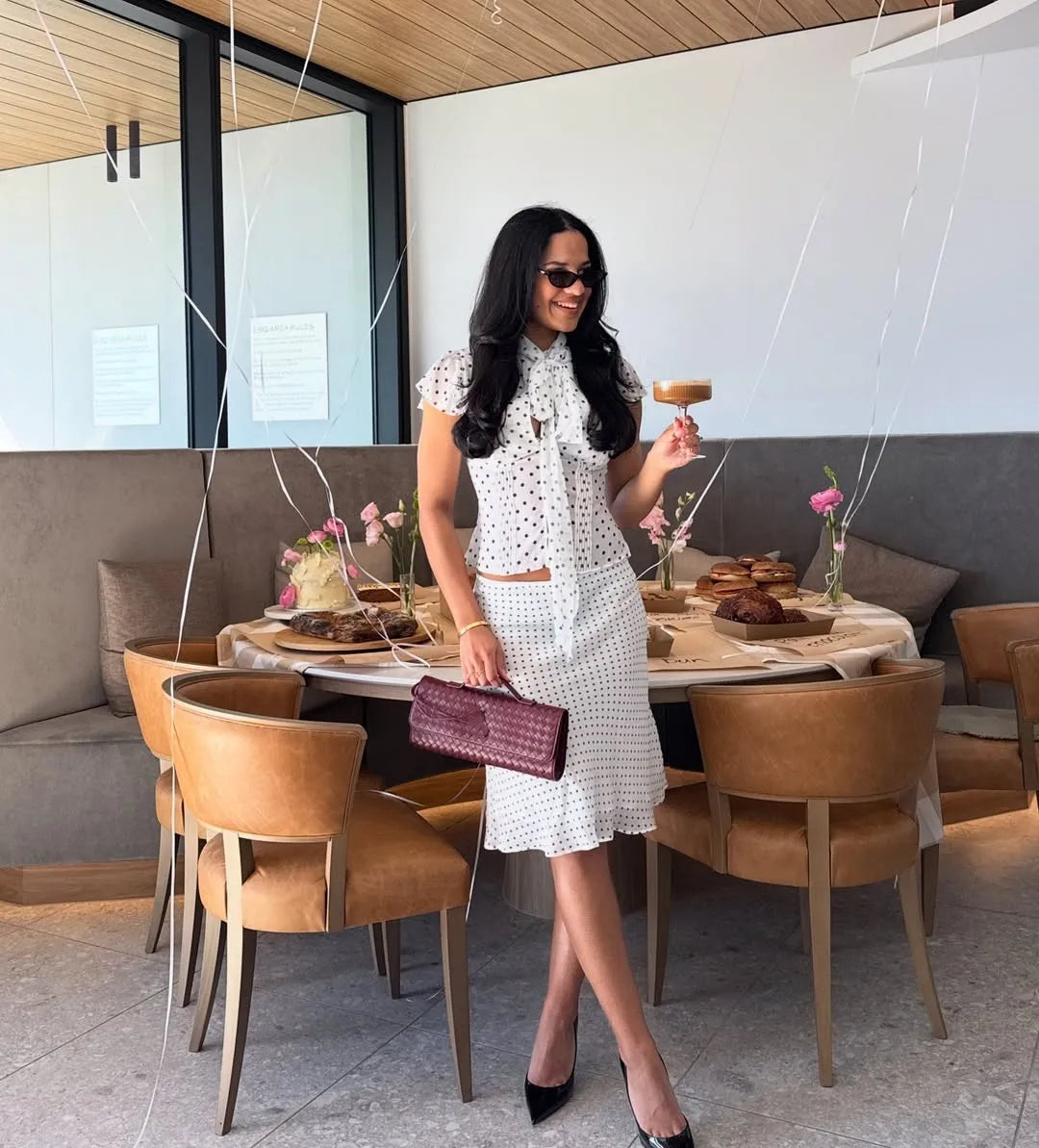 Sheer French-Style Chiffon Shirt with Ribbon Stand Collar Hollow-Out Front Placket Buttoned Waist-Cinching Short Top with Small Flutter Sleeves
