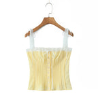 Golden Lace Ribbon Bow Corset Crop Top