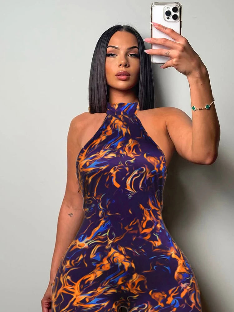 Backless Halter Off Shoulder Playsuit With Skinny Stretch Wrap Romper