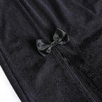 Punk High Waist Skirt With Bow Side Split Knee Length