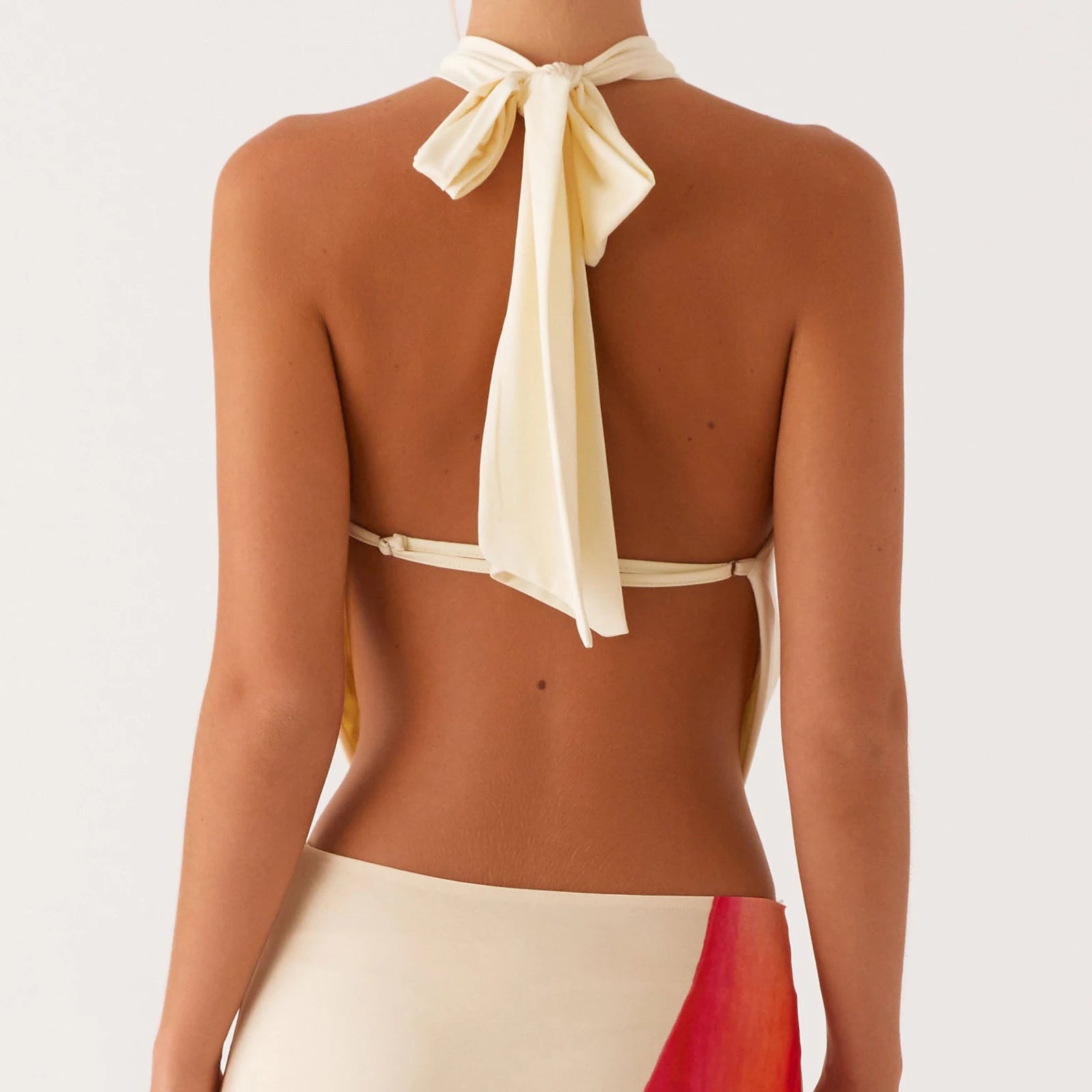 Vintage 3D Flower Cami Top With Halter Backless And Draped Front