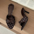 Silk Polka Dot Butterfly Knot Heels