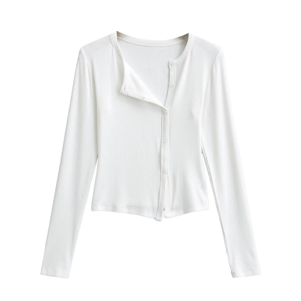 Knit Cardigan With Subtle Side Button Details