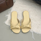 Butterfly Knot Open Toe Slides For Women Non Slip Flats