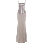 Patchwork Sequin Sling Dress Glamour Backless Bodycon Evening Gown