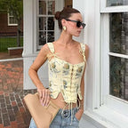 Blue Lace Up Bandage Tank Top Crop