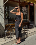 Two-Piece Set Women's Sexy Polka Dot Top Casual Maxi Skirts Sets
