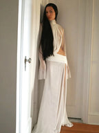 Sheer 2-Piece Turtleneck Crop Top & Skirt Set