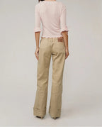 French-Style Ruffled Knit Top With Deep V-Neck Ruched Lace Tie-Up Cuff Short Waist-Exposing Silhouette