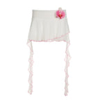 Irregular Mesh Ruffle Edge Low Waist Short Skirt