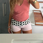 Dot High Waist Shorts With Contrast Band