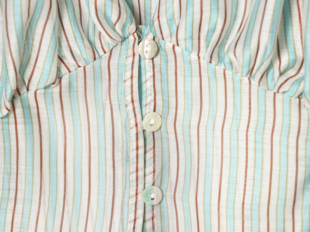 Striped Shirt With Flattering Fit Waist V Neck