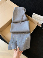 Knitted Wide Leg Pants Women Elegant Trousers